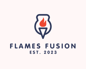 Fire Flame Torch  logo design