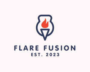 Fire Flame Torch  logo design