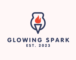 Fire Flame Torch  logo design