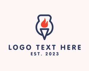 Camp Fire - Fire Flame Torch logo design