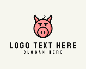 Meat - Pig Head Animal logo design
