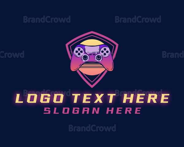 Neon Retro Game Controller Logo