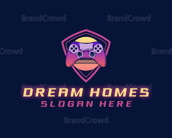 Neon Retro Game Controller Logo