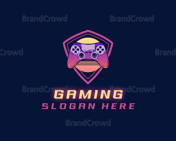 Neon Retro Game Controller Logo