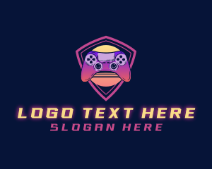 Controller - Neon Retro Game Controller logo design