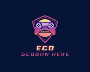 Neon Retro Game Controller Logo