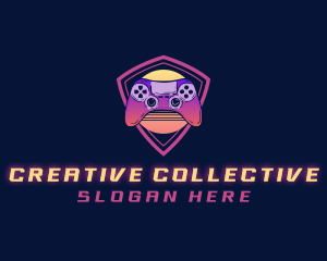 Neon Retro Game Controller logo design