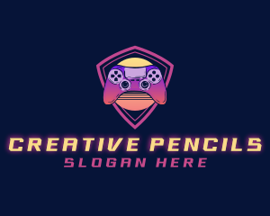 Neon Retro Game Controller logo design