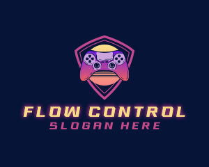 Neon Retro Game Controller logo design