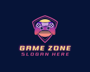 Neon Retro Game Controller logo design