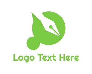 Fountain Pen - Green Dot pen logo design
