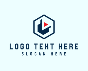 Cyber - Hexagon Media Player logo design