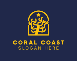 Coral - Gold Star Arch Coral logo design