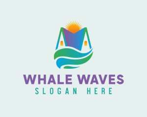 House Sunset Waves logo design