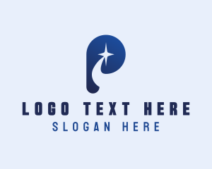 App - Generic Swoosh Sparkle Letter P logo design