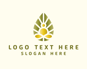 Human - Yoga Organic Leaf logo design