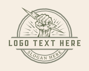 Hand Drawn - Hand Lightning Bolt logo design