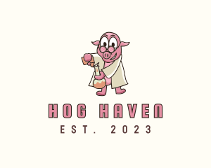 Hog - Smart Pig Chemist logo design