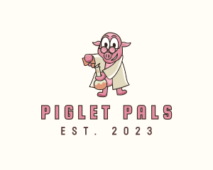 Piglet - Smart Pig Chemist logo design
