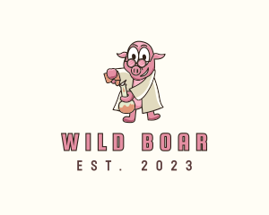 Boar - Smart Pig Chemist logo design