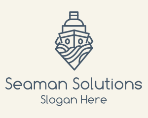 Seaman - Blue Ship Monoline logo design