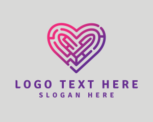 Relationship - Gradient Heart Maze logo design