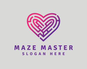 Gradient Heart Maze logo design