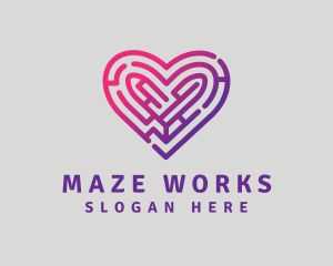 Gradient Heart Maze logo design