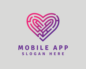 Dating App - Gradient Heart Maze logo design