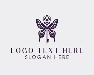 Locksmith - Elegant Butterfly Key Wing logo design