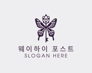 Elegant Butterfly Key Wing logo design