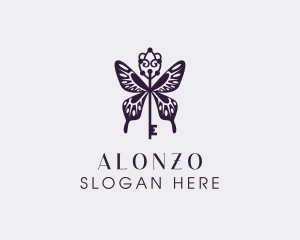 Elegant Butterfly Key Wing logo design