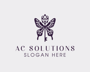 Elegant Butterfly Key Wing logo design