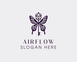 Elegant Butterfly Key Wing logo design