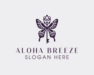 Elegant Butterfly Key Wing logo design