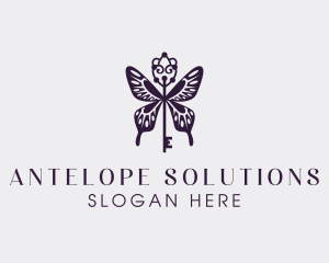 Elegant Butterfly Key Wing logo design