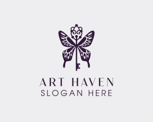 Elegant Butterfly Key Wing logo design