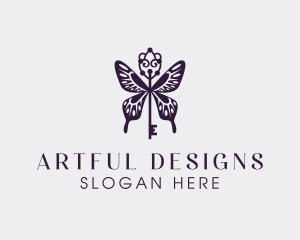 Elegant Butterfly Key Wing logo design