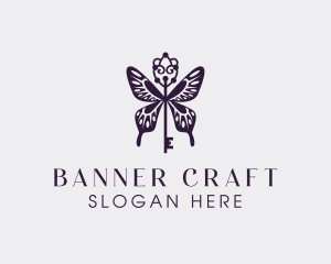 Elegant Butterfly Key Wing logo design