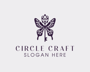 Elegant Butterfly Key Wing logo design