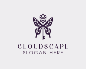 Elegant Butterfly Key Wing logo design