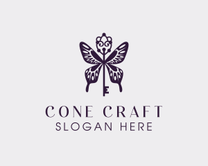 Elegant Butterfly Key Wing logo design