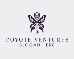 Elegant Butterfly Key Wing logo design