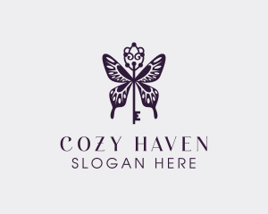 Elegant Butterfly Key Wing logo design