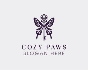 Elegant Butterfly Key Wing logo design