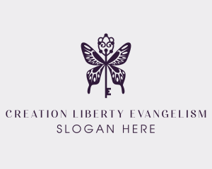 Elegant Butterfly Key Wing logo design