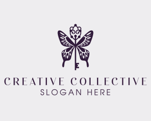 Elegant Butterfly Key Wing logo design