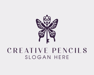 Elegant Butterfly Key Wing logo design