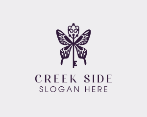 Elegant Butterfly Key Wing logo design