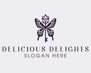 Elegant Butterfly Key Wing logo design